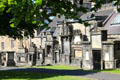 Monuments along wall of Greyfriars Kirk yard. Edinburgh, Scotland.