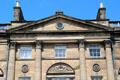 Central pediment of Georgian row houses on Charlotte Square by Robert Adam. Edinburgh, Scotland.