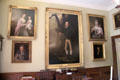 Collection of paintings in dining room at Georgian House museum. Edinburgh, Scotland.