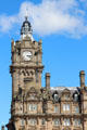 Entrance clock tower of Balmoral Hotel. Edinburgh, Scotland