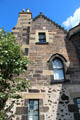 Stone walls of Observatory House on Calton Hill. Edinburgh, Scotland.