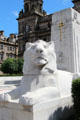 Marble lion on George Square Cenotaph by Ernest Gillick. Glasgow, Scotland.