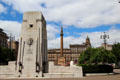 Rear of George Square Cenotaph with Scott Memorial Column. Glasgow, Scotland.