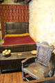 Scottish oak bedstead, chest & armchair at Provand's Lordship. Glasgow, Scotland.