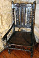 Scottish oak great chair carved with crown at Provand's Lordship. Glasgow, Scotland.