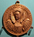 Elizabeth I destruction of Spanish Armada medal by Nicholas Hilliard at Hunterian Art Gallery. Glasgow, Scotland.