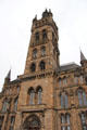 Tower & spire of Gilbert Scott Building at University of Glasgow. Glasgow, Scotland.