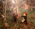 In the Orchard painting by James Guthrie of Glasgow Boys at Kelvingrove Art Gallery. Glasgow, Scotland.