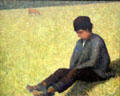 Boy Sitting in Meadow painting by Georges Seurat at Kelvingrove Art Gallery. Glasgow, Scotland.