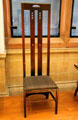 Ingram Street Tearoom oak chair by Charles Rennie Mackintosh at Kelvingrove Art Gallery. Glasgow, Scotland.
