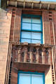 Mackintosh signature columns on rear facade at Scotland Street School. Glasgow, Scotland.