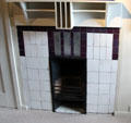 Fireplace by C.R. Mackintosh in bedroom at Hill House. Helensburgh, Scotland.