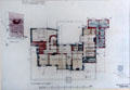 Hill House ground floor plan drawing by C.R. Mackintosh at Hill House. Helensburgh, Scotland.