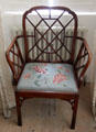 Chinese style armchair in Kier bedroom at Pollok House. Glasgow, Scotland.