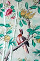 Detail of Chinese wallpaper in Kier bedroom at Pollok House. Glasgow, Scotland.