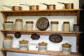 Copper pans & stoneware crocks pantry at Holmwood. Glasgow, Scotland.