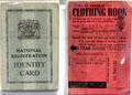 WWII British ration book for clothing & National Registration Identity Card at Tenement House museum. Glasgow, Scotland.
