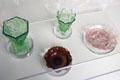 Carnival glass dish prizes at Riverside Museum. Glasgow, Scotland.