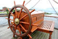 Ship's wheel of Glenlee Tall Ship. Glasgow, Scotland.