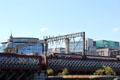 Rail bridge leading to Glasgow Central Station over Clyde River. Glasgow, Scotland.