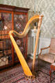 Harp in music room at Culzean Castle. Maybole, Scotland.