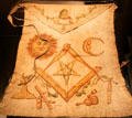 Masonic apron worn by Robert Burns in Dumfries at Robert Burns Birthplace Museum. Alloway, Scotland.