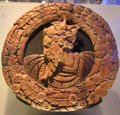 One of the nine worthies with helmet ring replica carving in Stirling Castle Palace gallery. Stirling, Scotland.