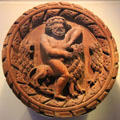 Hercules slaying Nemean lion replica carving in Stirling Castle Palace gallery. Stirling, Scotland.