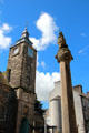 Clock tower of Tolbooth building beside Stirling Mercat Cross. Stirling, Scotland.