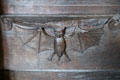 Carved bat on Medieval choir stall at Dunblane Cathedral. Dunblane, Scotland