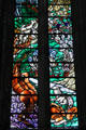 Earth with animals stained glass window by Louis Davis at Dunblane Cathedral. Dunblane, Scotland.