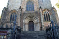 Nave entrance facade of Dunfermline Abbey run by Historic Scotland. Dunfermline, Scotland.