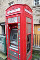 ATM in traditional red telephone box. Edinburgh, Scotland.