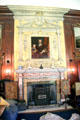 Ornate chimneypiece, with plasterwork by Thomas Clayton in Library at Newhailes. Musselburgh, Scotland