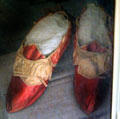 Decorative slippers found among textiles stored in chest at Newhailes. Musselburgh, Scotland.