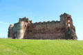 Walls of Tantallon Castle built in layers. Scotland.