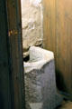 Dry privy in High Hall where chamber pots were emptied at Culross Palace. Culross, Scotland.