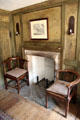 Fireplace & corner chairs in Lairds room at Culross Palace. Culross, Scotland.