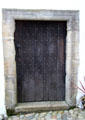 Doorway to The Study built as home of rich merchant on Mercat Cross square. Culross, Scotland.
