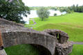 Entrance bridge ruins at Linlithgow Palace. Linlithgow, Scotland.