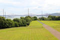 Firth of Forth road & rail bridges viewed from Hopetoun House. Queensferry, Scotland.