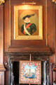 Portrait of John, 4th Earl of Hopetoun as Captain of Company of Archers, by John Watson Gordon over fire screen embroidered with rabbit in Garden Room at Hopetoun House. Queensferry, Scotland.