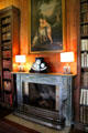 Glentilt marble chimney-piece & French black slate clock in Large Library at Hopetoun House. Queensferry, Scotland.