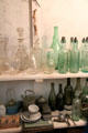 Vintage bottles & kitchen items in service area at Hopetoun House. Queensferry, Scotland.
