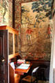 Secretary desk & wall tapestry in West Wainscot Bedchamber at Hopetoun House. Queensferry, Scotland.
