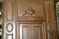 Ornate door carving in dining room at Lauriston Castle. Edinburgh, Scotland.