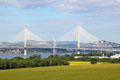 Queensferry Crossing Bridge & Forth Road Bridge & Firth of Forth rail bridge. Queensferry, Scotland