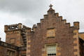Facade details of tower & crowstepped gable at Abbotsford House. Melrose, Scotland.