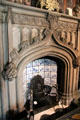 Entrance hall fireplace with Gothic themes & tile lining at Abbotsford House. Melrose, Scotland.