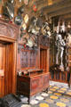Entrance hall with Scottish arms collection of Sir Walter Scott at Abbotsford House. Melrose, Scotland.
